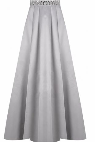 Grey Stone Textured Asymmetric Maxi Skirts