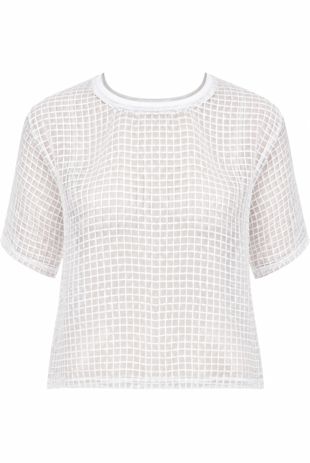 White Check Print Blouse