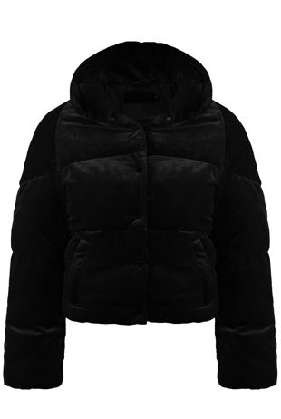 Velvet Quilted Padded Black Jacket