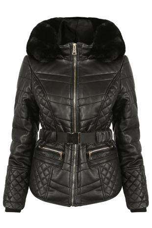 Fleece Fur Hood Puffer Jacket