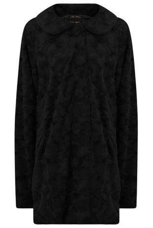 Black Textured Fur OverCoat