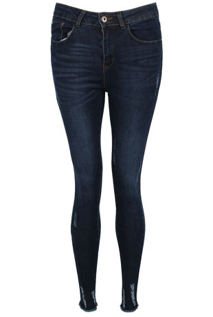 Frayed Ankles Skinny Fit Jeans
