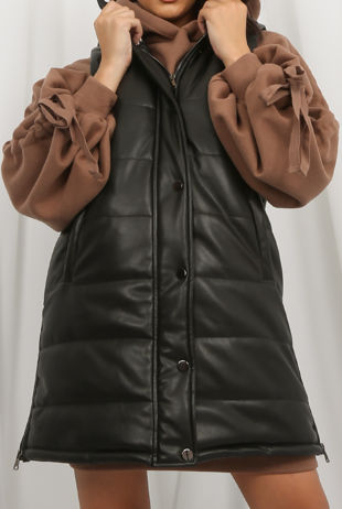 Long Faux Leather Gilet