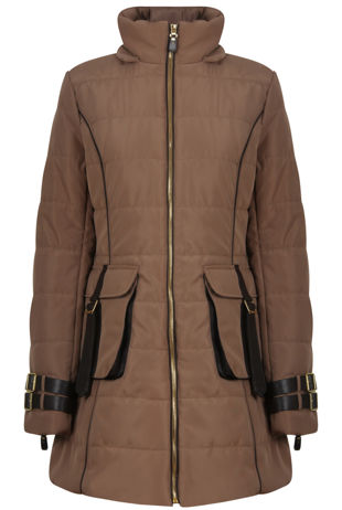 Beige Matte Finish Puffer Coat 