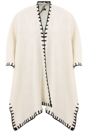 Cream Knitted Contrast Border Capes