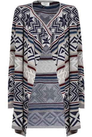 Aztec Print Pull Over Cardigan