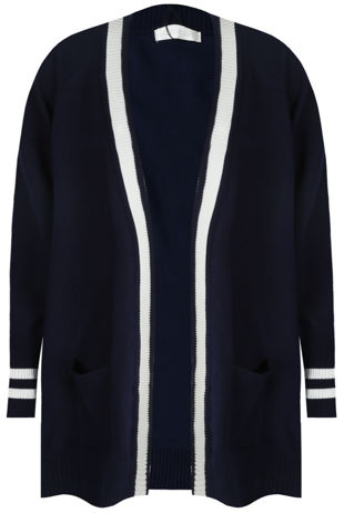 Navy Knitted Contrast Oversize Cardigans