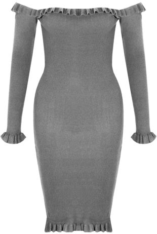 Ribbed Pleated Bardot Midi Dress - Mixed Colour Pack