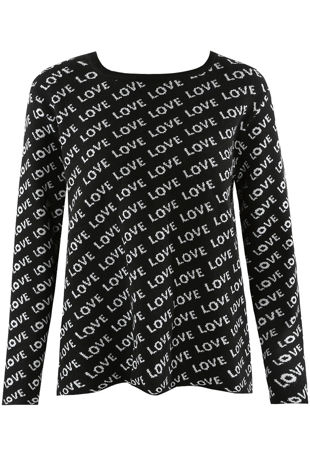Black LOVE Slogan Full Sleeves Tee