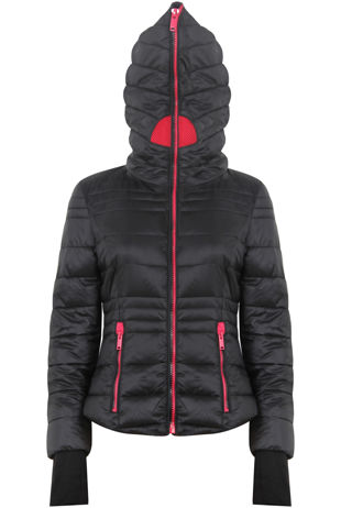 Black Full Zipped Hooded Puffer Jacket