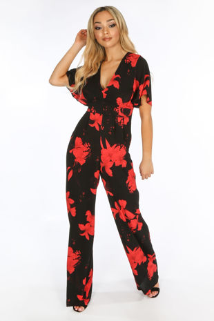 Black Floral print Jumpsuit