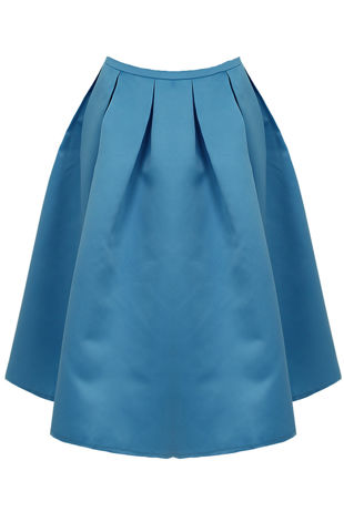 Baby Blue Pleated Flared Skirt