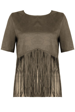 Khaki Tassled Detail Back Zip Up Tops- Khaki 