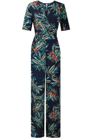 Navy Floral Print Palazzo Trouser