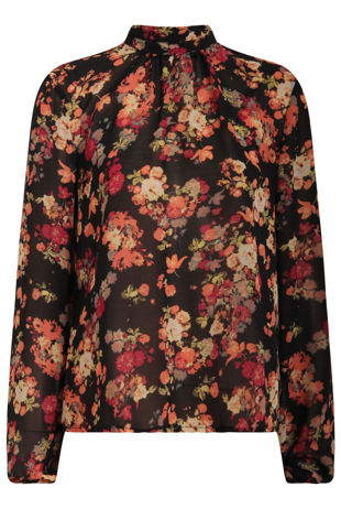 Floral Printed Ruched Neck Top