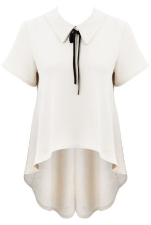 Cream Peplum High Low Top