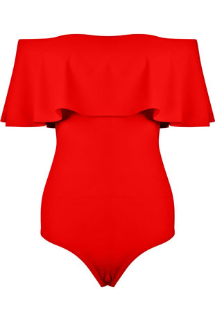 Coral Bardot Frill Bodysuit