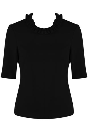 Ruffle Collar Top in Rose Black