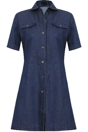 Denim Front Button Up Shift Dress