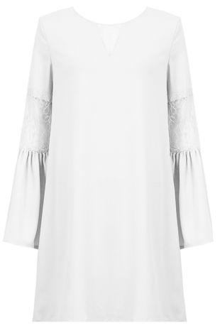 Cream Lace Insert Gypsy Sleeve Shift Dress