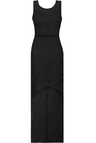 Black Lace Embroidered Cross Over High Low Dress