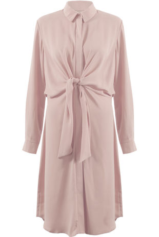 Rose Long Wrap Tie Shirt Dress