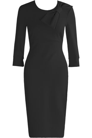 Black Bow Trim Bodycon Dress