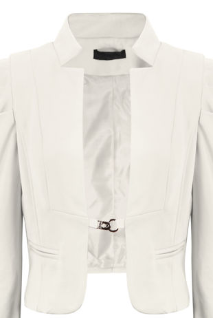 Cream Puff Sleeve Hook Fastening Cropped Blazer