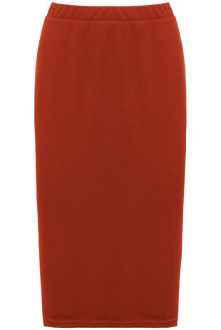 Burnt Orange Back Slit Bodycon Pencil Skirt