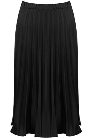 Black Elasticated Waist Pleated Skirt