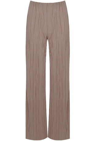 Beige Crinkle Palazzo Trouser