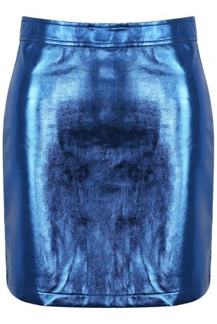 Blue PU Mini Skirt