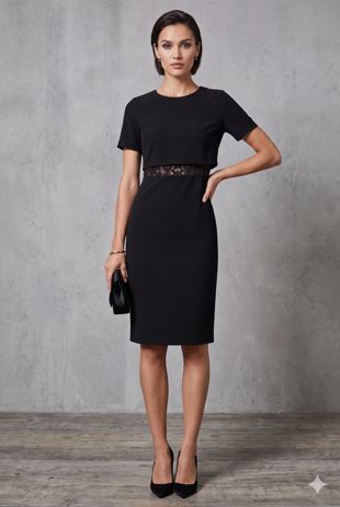 Black Floral Lace Layered Shift Dress