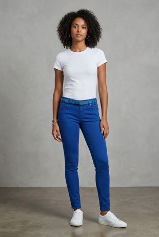 Blue Belted Super Soft Skinny Jeans