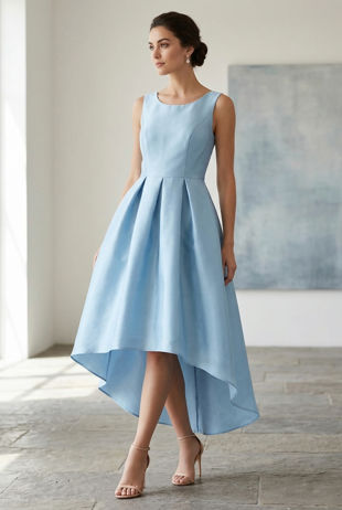 Sky Blue Organza Dip Back Prom Dress