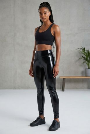 Black PU Vinyl Disco Leggings