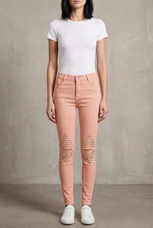 Rose Studded Knees Ripped Jeans