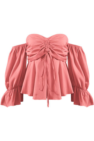 Pink Bandeau Off The Shoulder Top