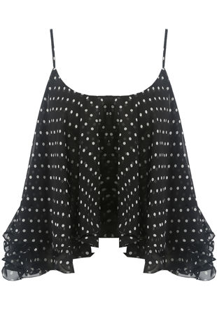 Black Polka Dot Chiffon Layered Swing Cami