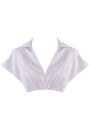 Lilac Linen Twist Crop Shirt