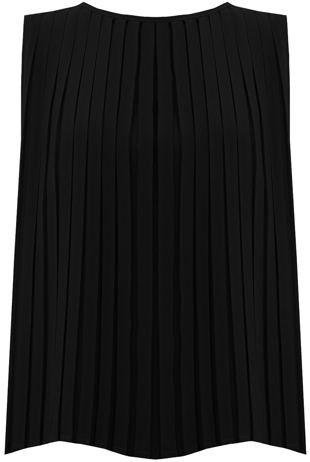 Black Pleated Back Button Up Sleeveless Tops