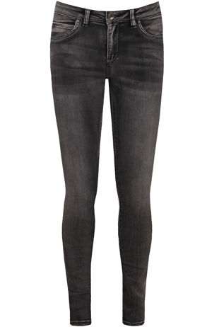 Grey Washed Denim Front Zip Up Jeans