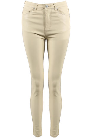 Skinny Denim Coated Beige Jeans