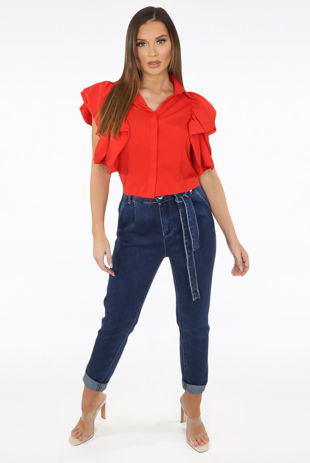 Paperbag Dark Denim Jeans