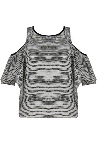 Cold Shoulder Zebra Print Top