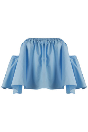 Light Blue Elasticated Off Shoulder Crop Top 