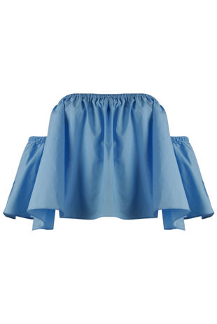 Dark Blue Elasticated Off Shoulder Crop Top 