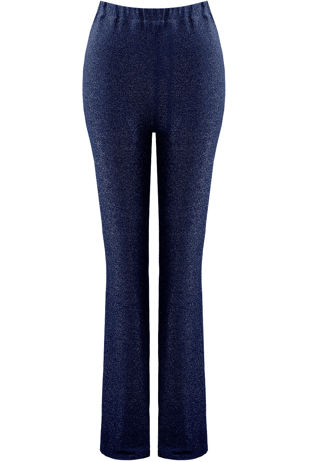 Navy Lurex Waist Wide Leg Trouser