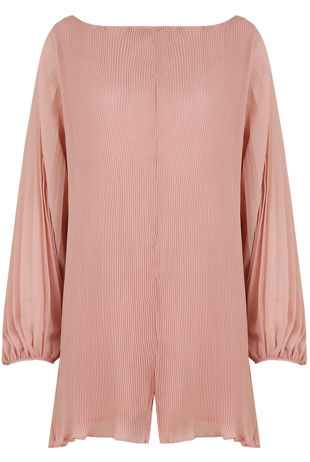 Rose Pleated Back Button Up Playsuit 