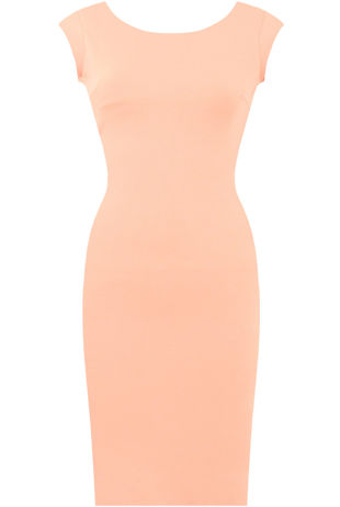 Rose Open Back Cap Sleeve Stretch Dress